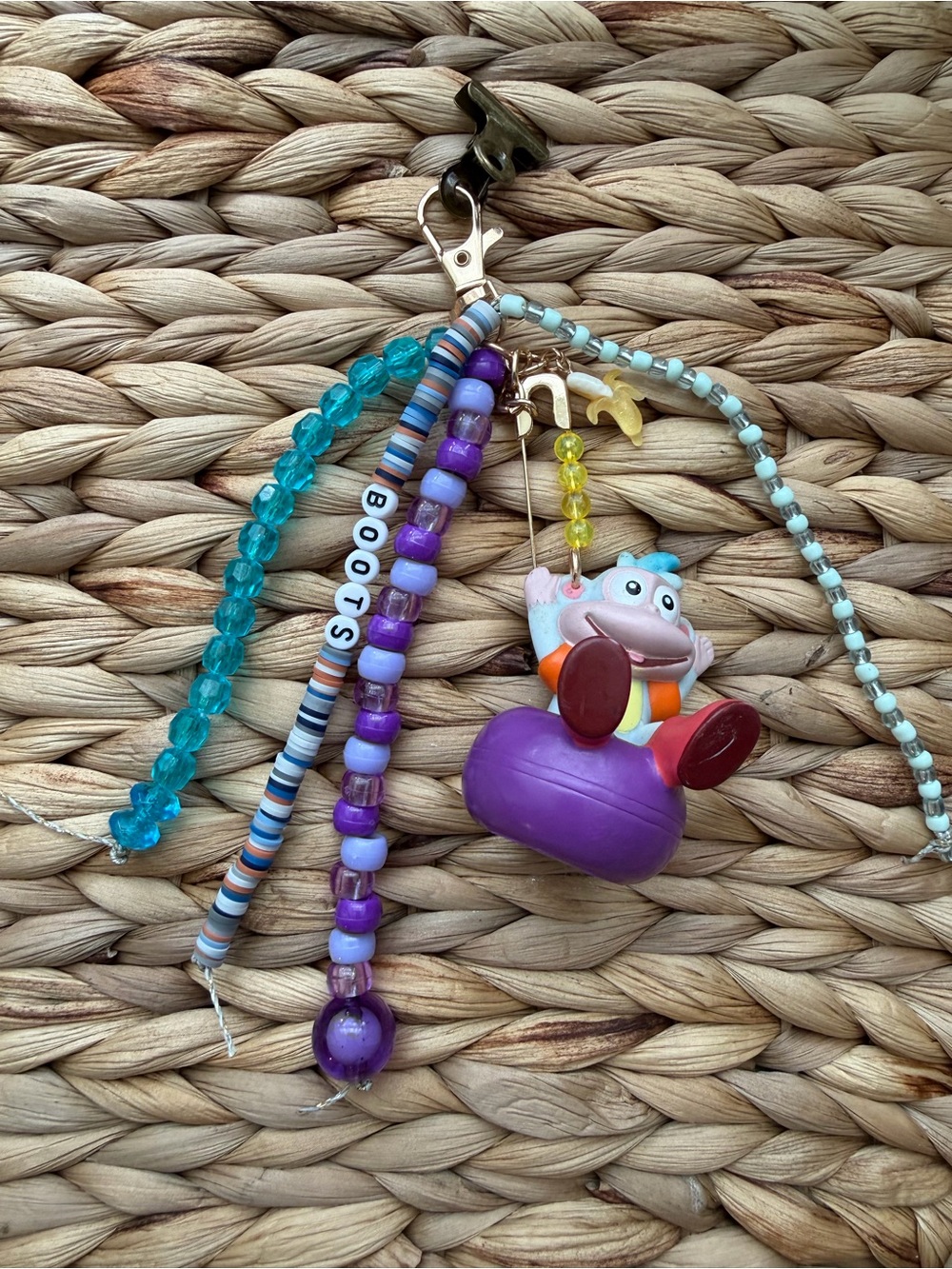 Beaded Keychain Junk Charm with Boots the Monkey -Dora